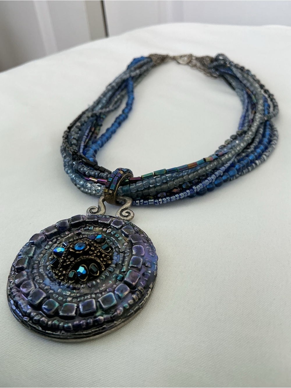 CHICO’S Multi-Strand Seed Bead Necklace Matching Medallion